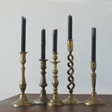 Vintage Brass Candlesticks, 1960s, Set of 5