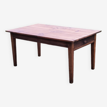 Table de ferme en chêne et merisier pieds fuseaux 160cm fin XIXeme début XXeme siècle