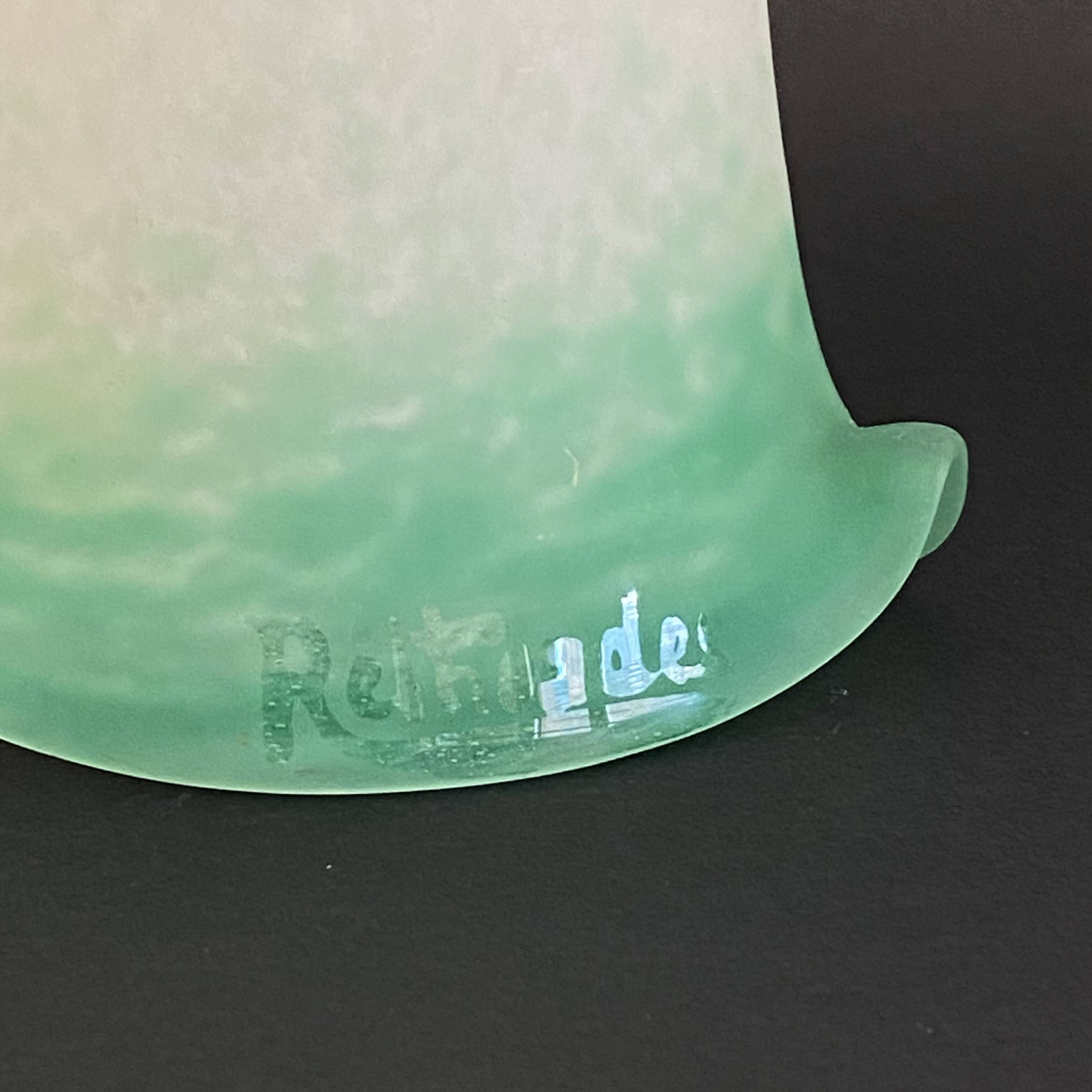 Green glass paste tulip signed Rethondes