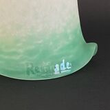 Green glass paste tulip signed Rethondes