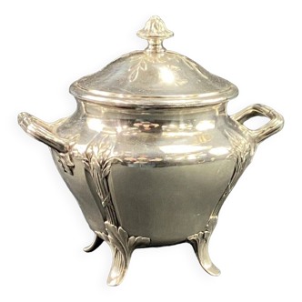 Louis XVI style silver metal sugar bowl signed Gallia (Christofle)