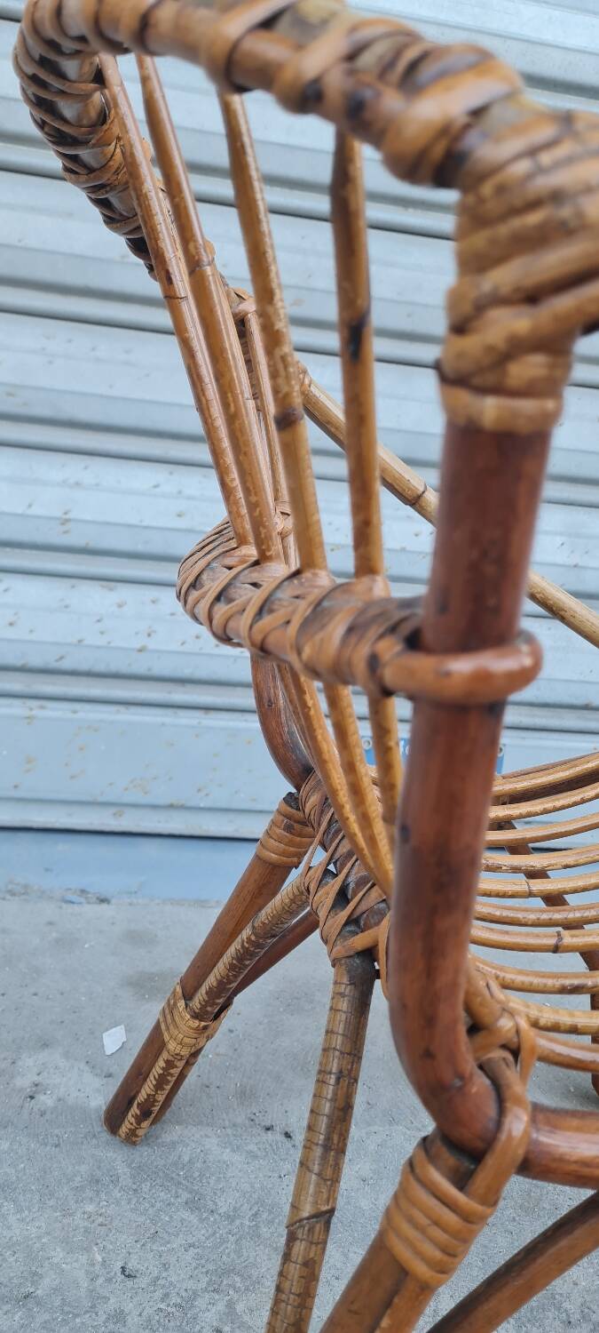 Rattan shell armchair