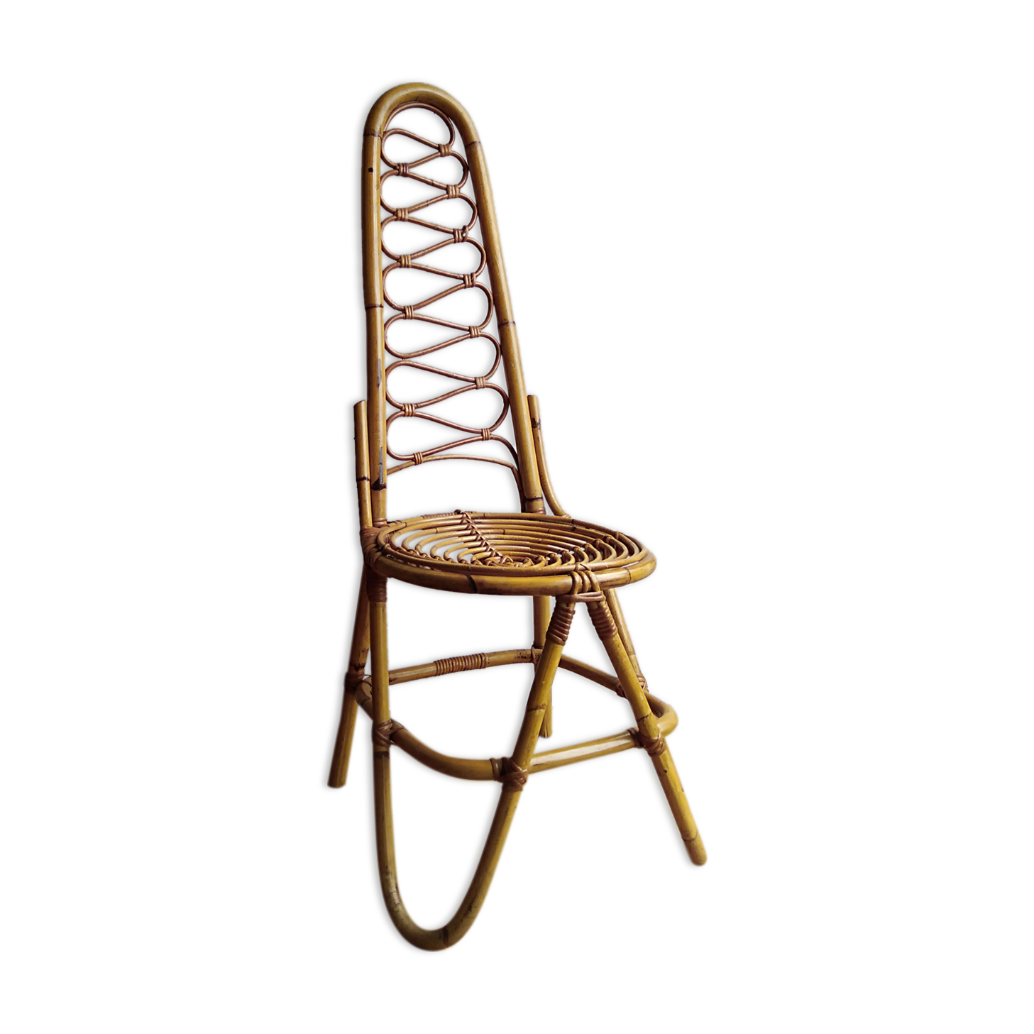 Chair rattan french work of the 1960