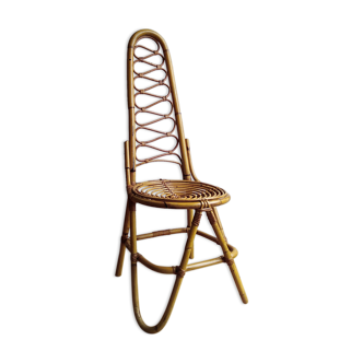 Chair rattan french work of the 1960