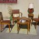 Matching set of 1 bridge armchair and 2 Art Deco chairs.