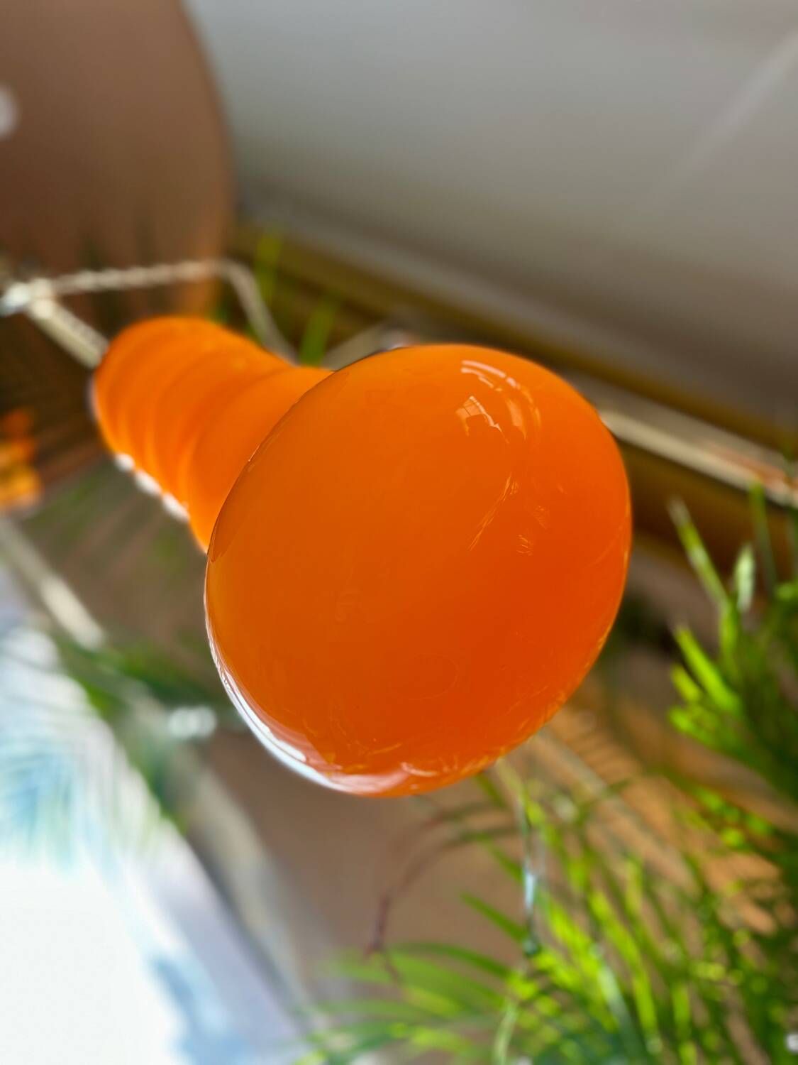 Vintage seventies orange opaline pendant light