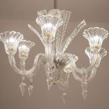 Extraordinary Art Decò Barovier e Toso Chandelier, Murano “Bubble” Glass, 1940s