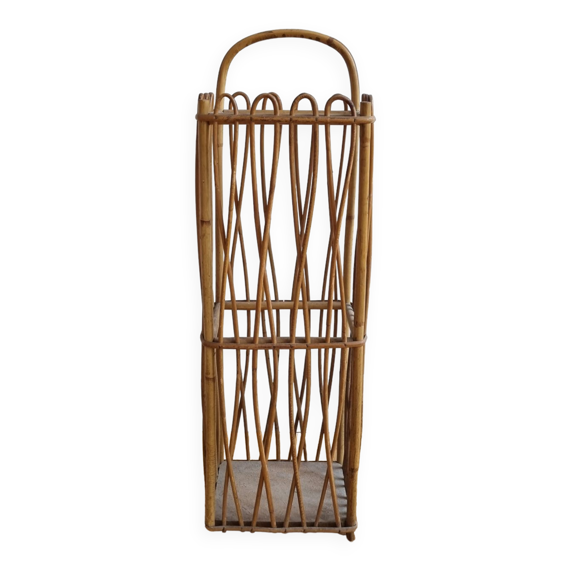 Vintage rattan bread hutch