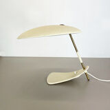 Modernist kalmar sytle Bauhaus beige metal and brass desk light, Austria, 1950s