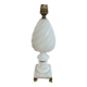 Alabaster lamp, twisted, gadroon decoration, gilded brass base, dolphins
