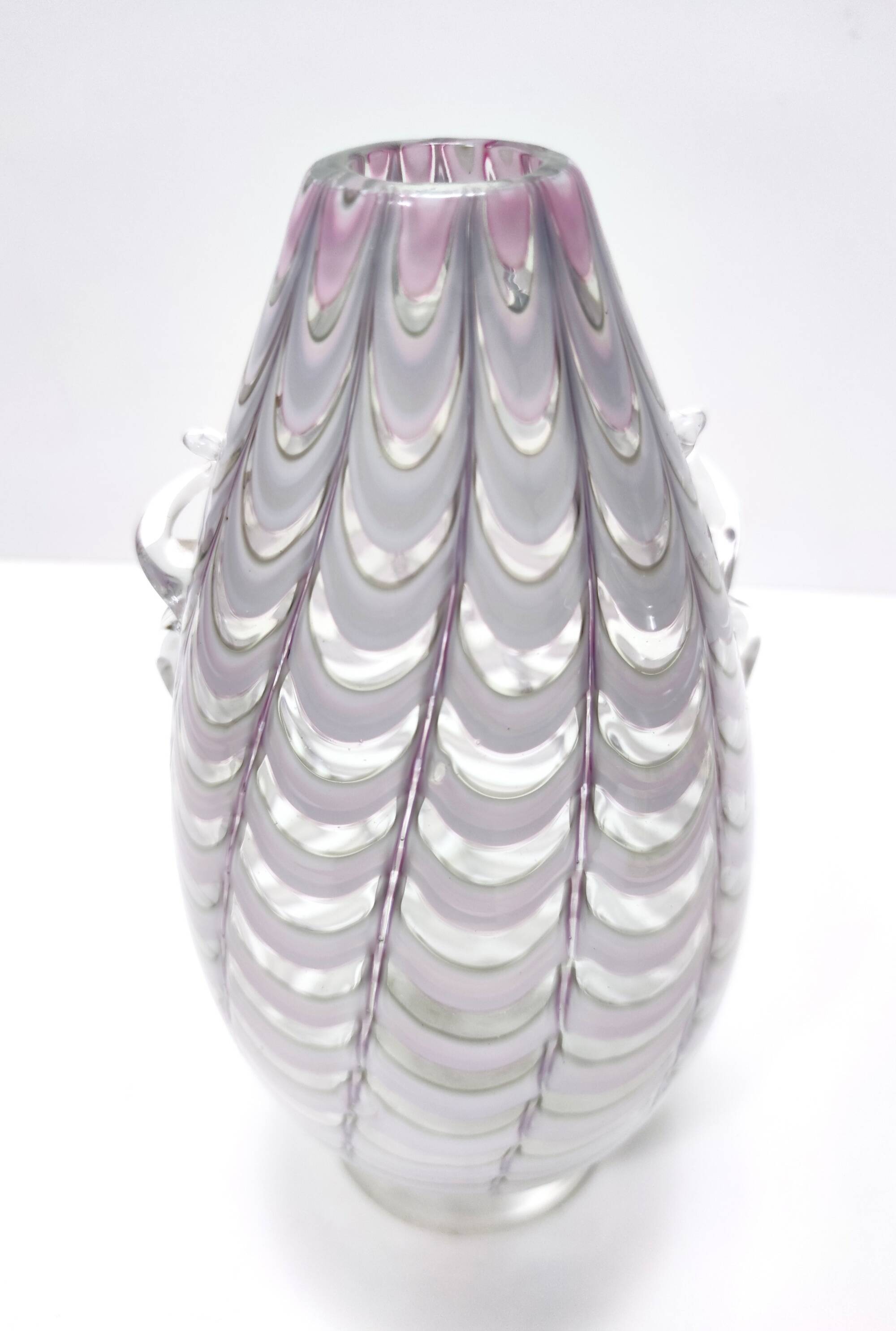 Lilac and Transparent Murano Glass Vase by Alberto Donà, Italy