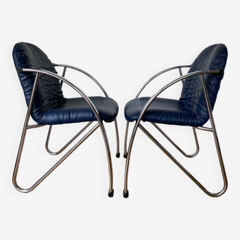 Chaises Souvignet chrome tubulaire vintage moderniste