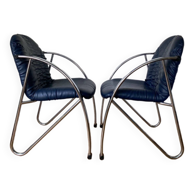 Chaises Souvignet chrome tubulaire vintage moderniste