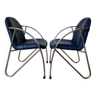 Chaises Souvignet chrome tubulaire vintage moderniste