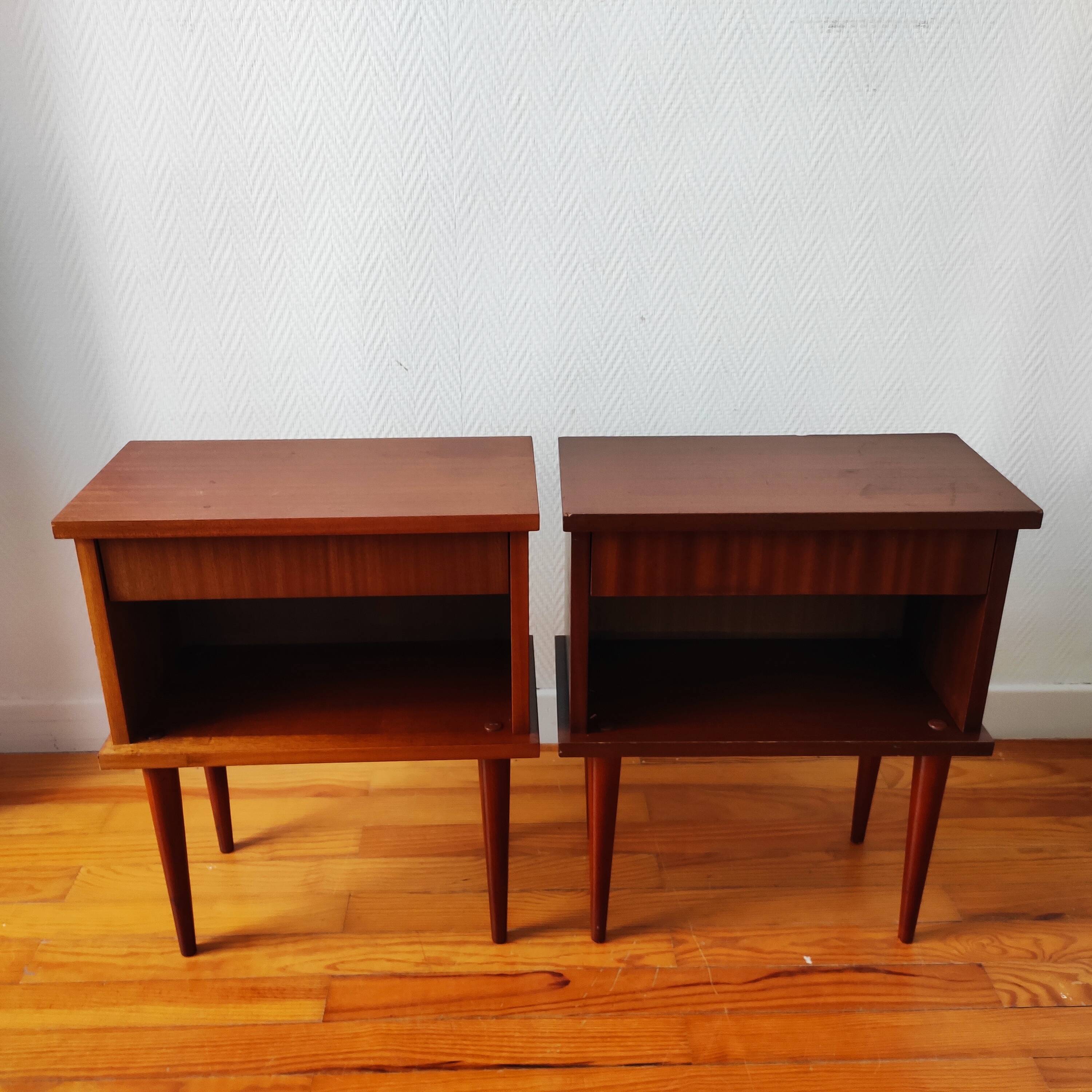 Pair of Scandinavian style bedside tables from the 1970s