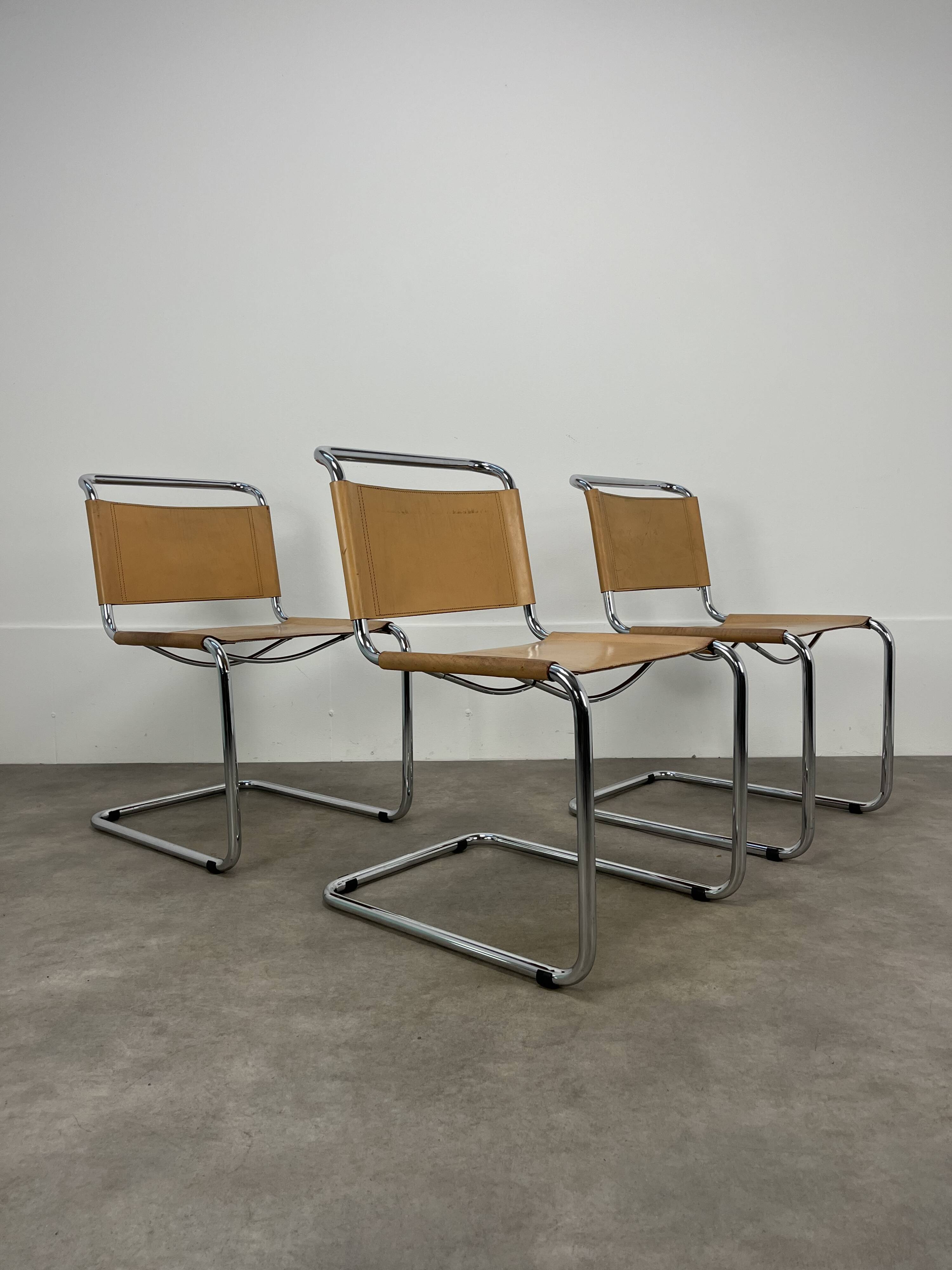 3 B33 Marcel Breuer chairs, 1980, leather