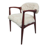 Fauteuil Mid Century Modern en peaux d'agneau 1960s