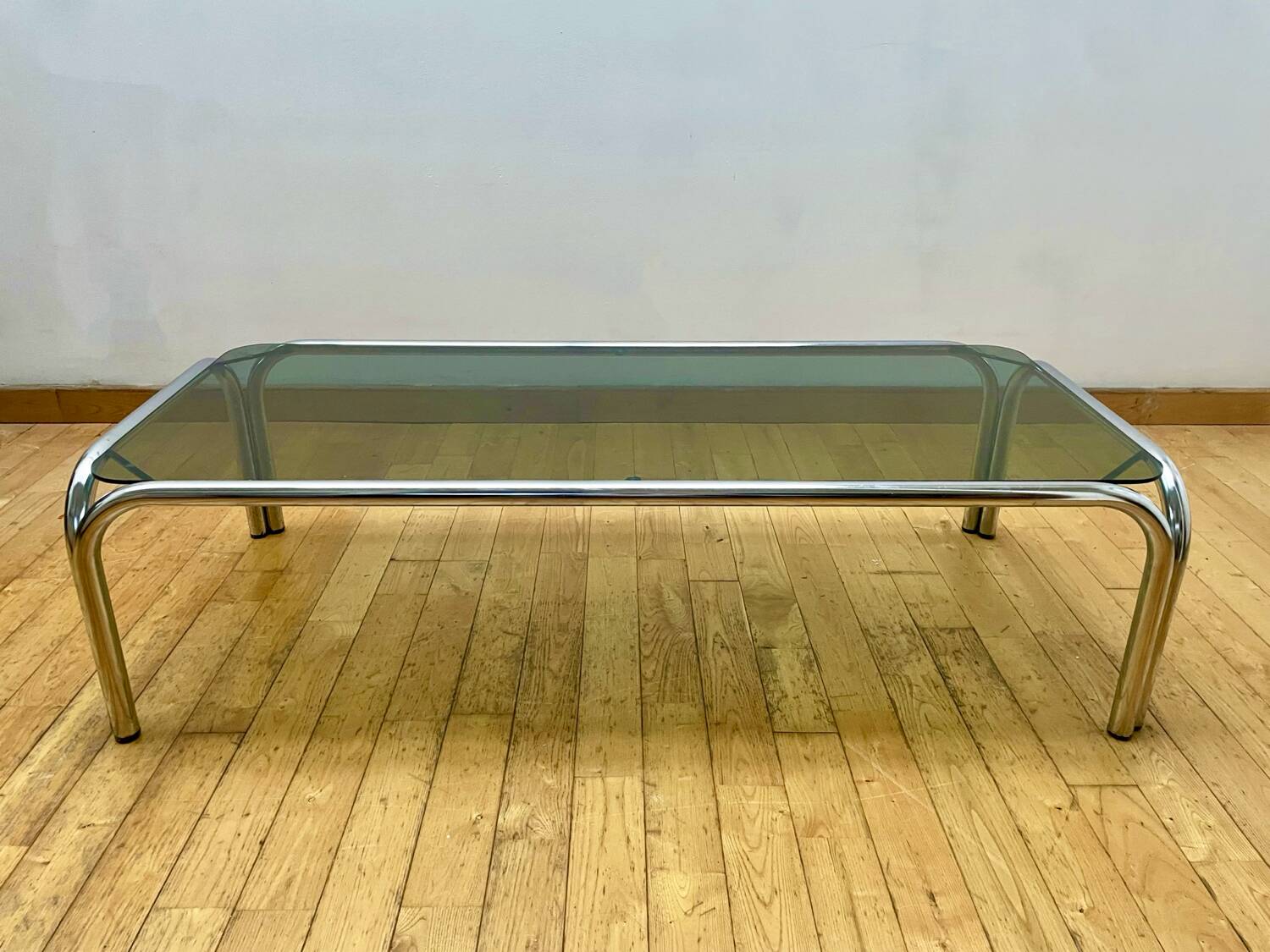 Vintage Chrome Coffee Table with Smoked Glass 1970s