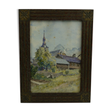 Church of savoy watercolor, Emile Goussery