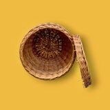 Large vintage wicker basket with lid – circa 1960