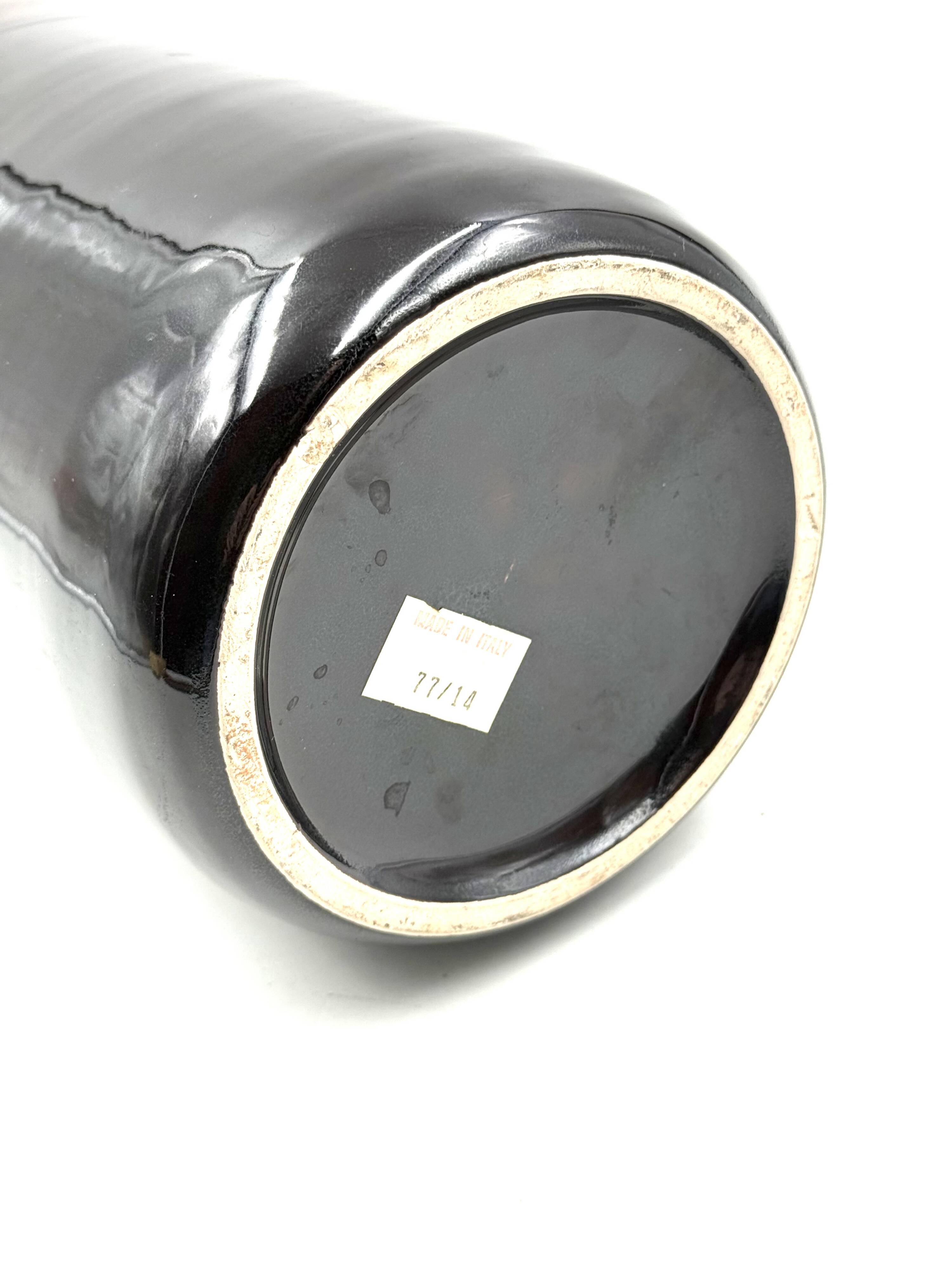 Mid-century orange & brown ceramic vase, Aldo Londi Bitossi Italy 1970s