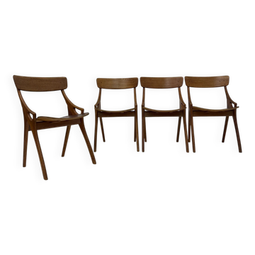 Set of 4 vintage Danish dining chairs by Hovmand Olsen for Mogens Kold, 1960s