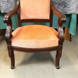 Louis Philippe armchair in solid mahogany