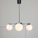 Mid-Century Italian Chrome and Opaline Chandelier