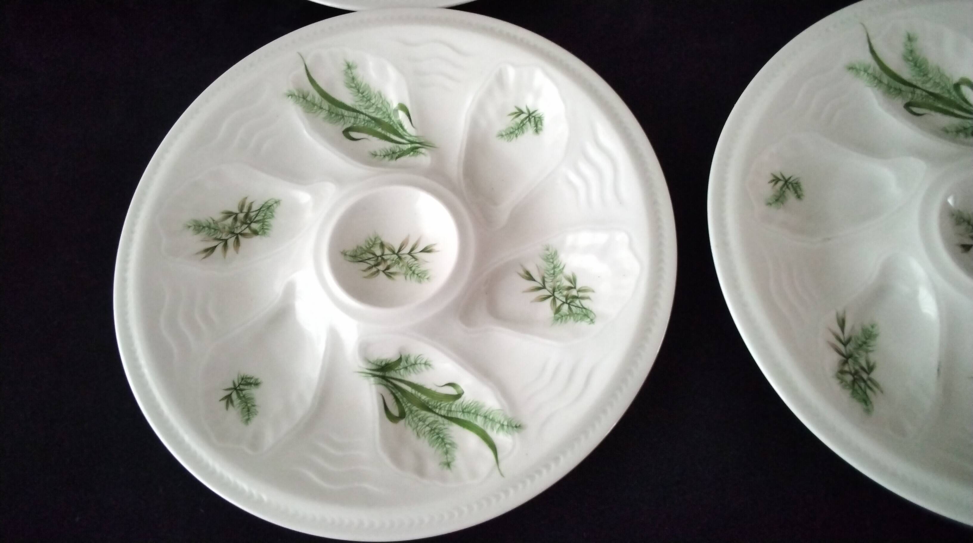 6 oyster plates in Limoges porcelain