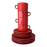 Ensemble de café vintage Waechtersbach rouge – 12 pièces – Allemagne de l'Ouest