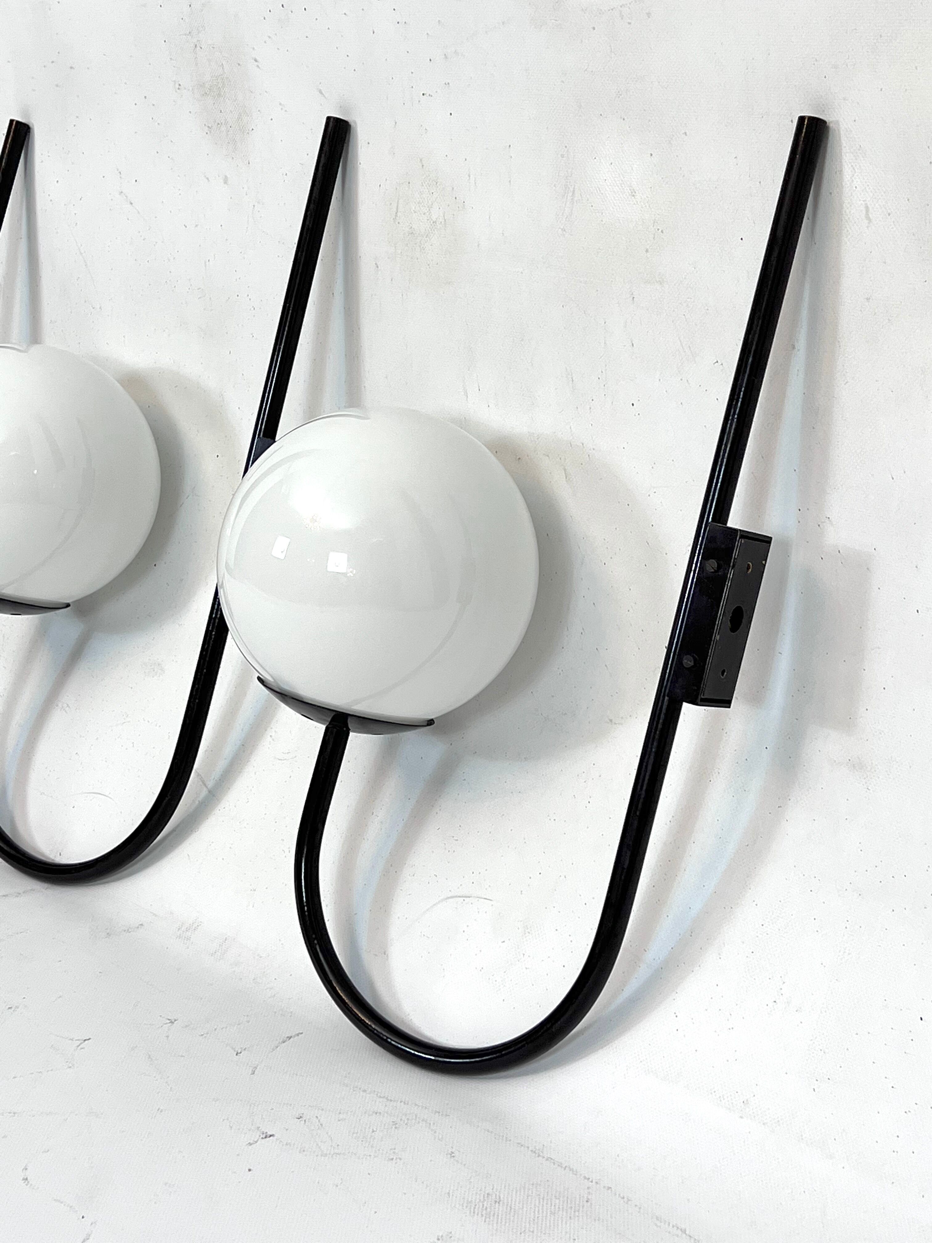 Mid-Century Italian set of three large sphere wall lamps from 60s