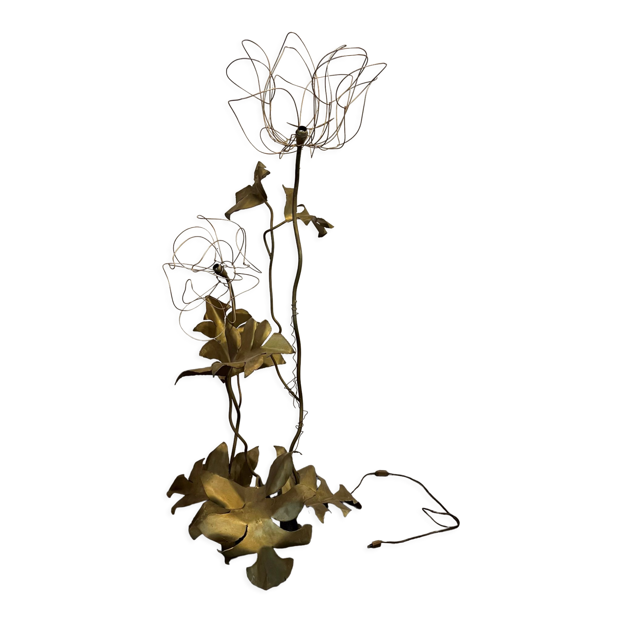 Floor lamp "flowers" in gilded brass