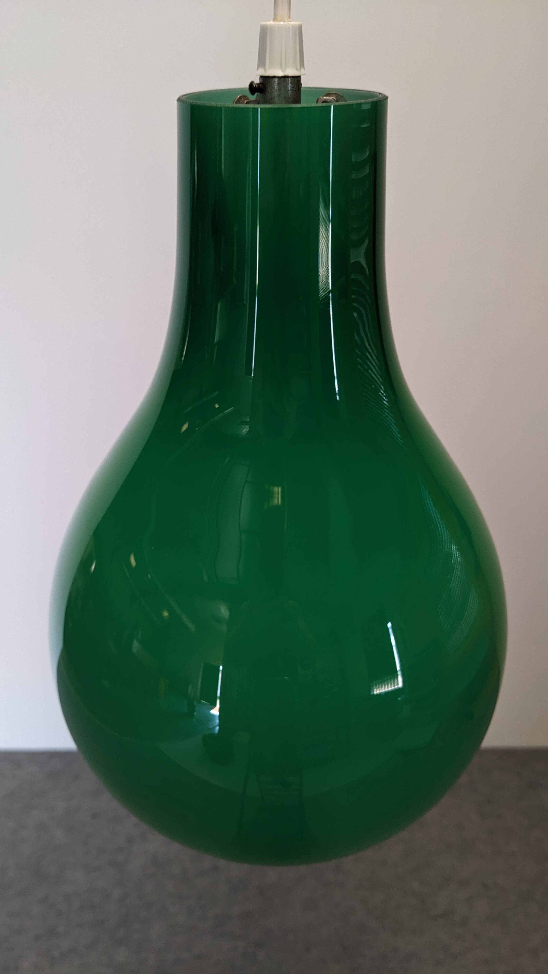 Green opaline water drop pendant light from the 50s/60s