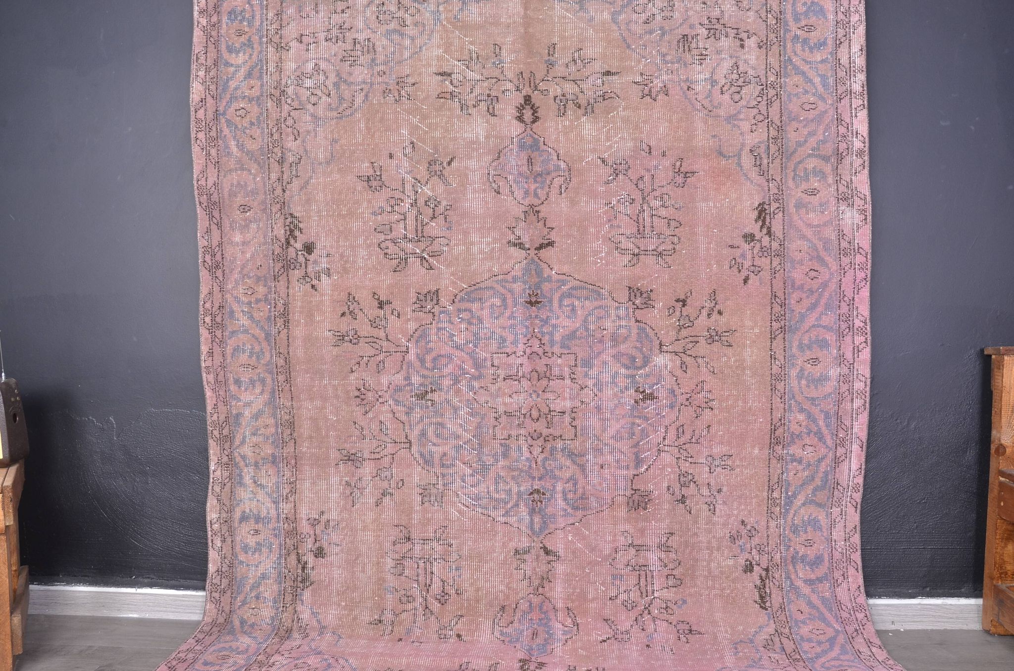 Tapis décoratif en laine noué à la main rose, sku 1917