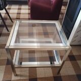 Side coffee table doree glass style Hollywood regency