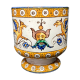 Gien, polychrome earthenware vase Renaissance XXth century