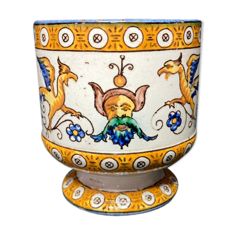 Vase faïence polychrome Renaissance XXème, Gien