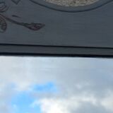 Antique Louis XV style mirror in solid oak with grey patina, 131cm.