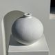 Handcrafted terracotta ball vase painted white H:24 D:26