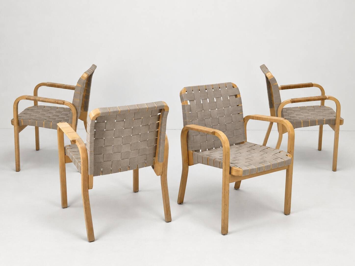 Model 45 Lounge Chairs by Alvar Aalto for Artek, 1970s, Set of 4