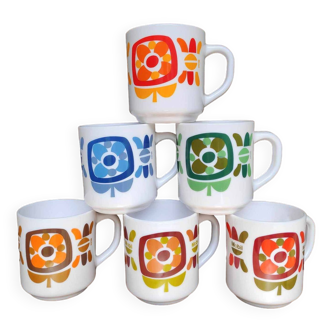 Set of 6 Arcopal Mobil mugs