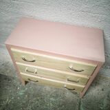 Commode vintage bois et rose