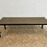 Table à manger classique en bois, pieds noirs, 12 couverts