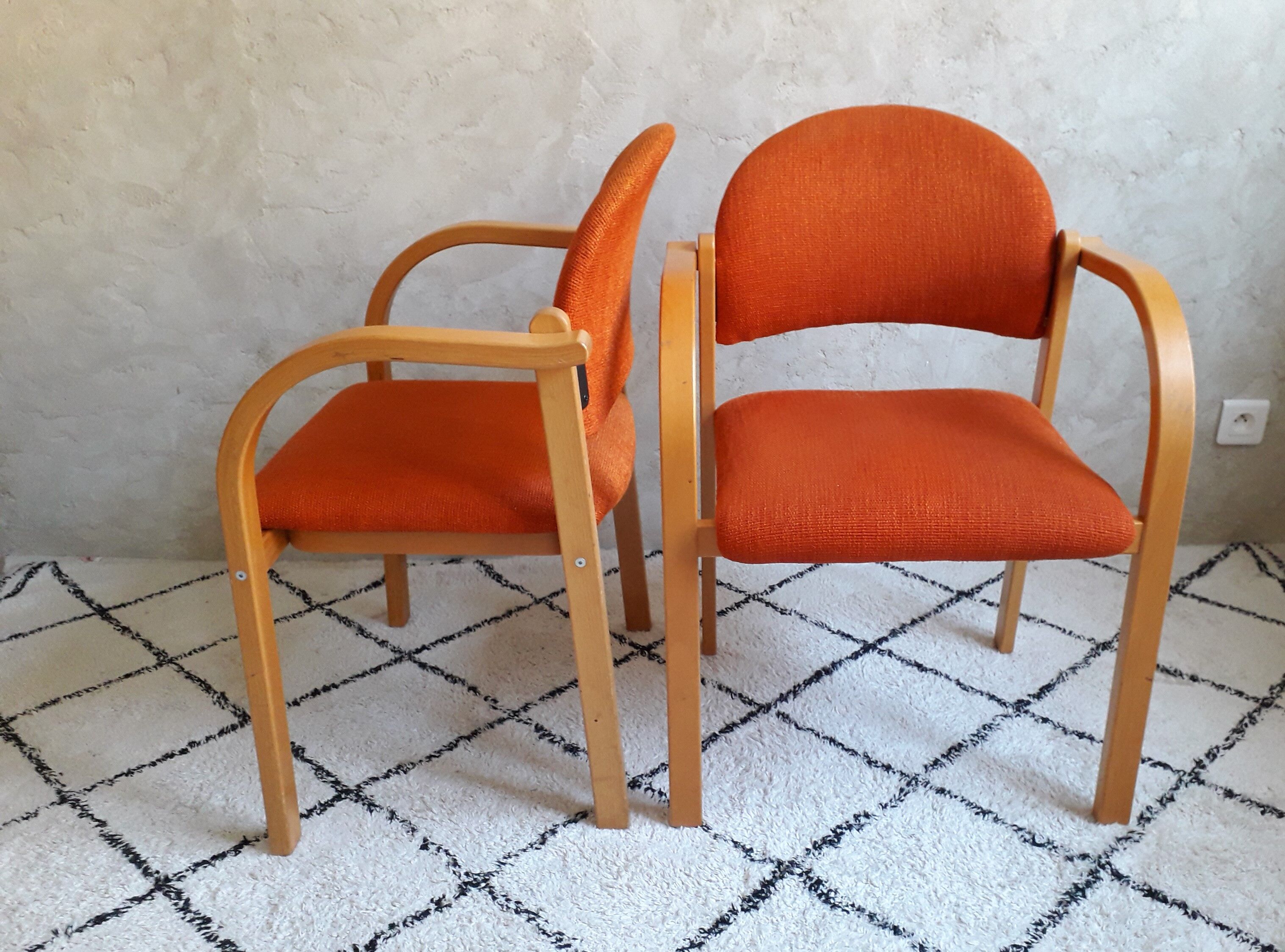 Pair of wooden Ikea armchairs