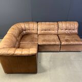 Canapé modulaire vintage en cuir marron de Laauser, années 1960