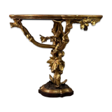 Carved and Gilded Wooden Console Imitating Natural Wood, Italy circa 1880