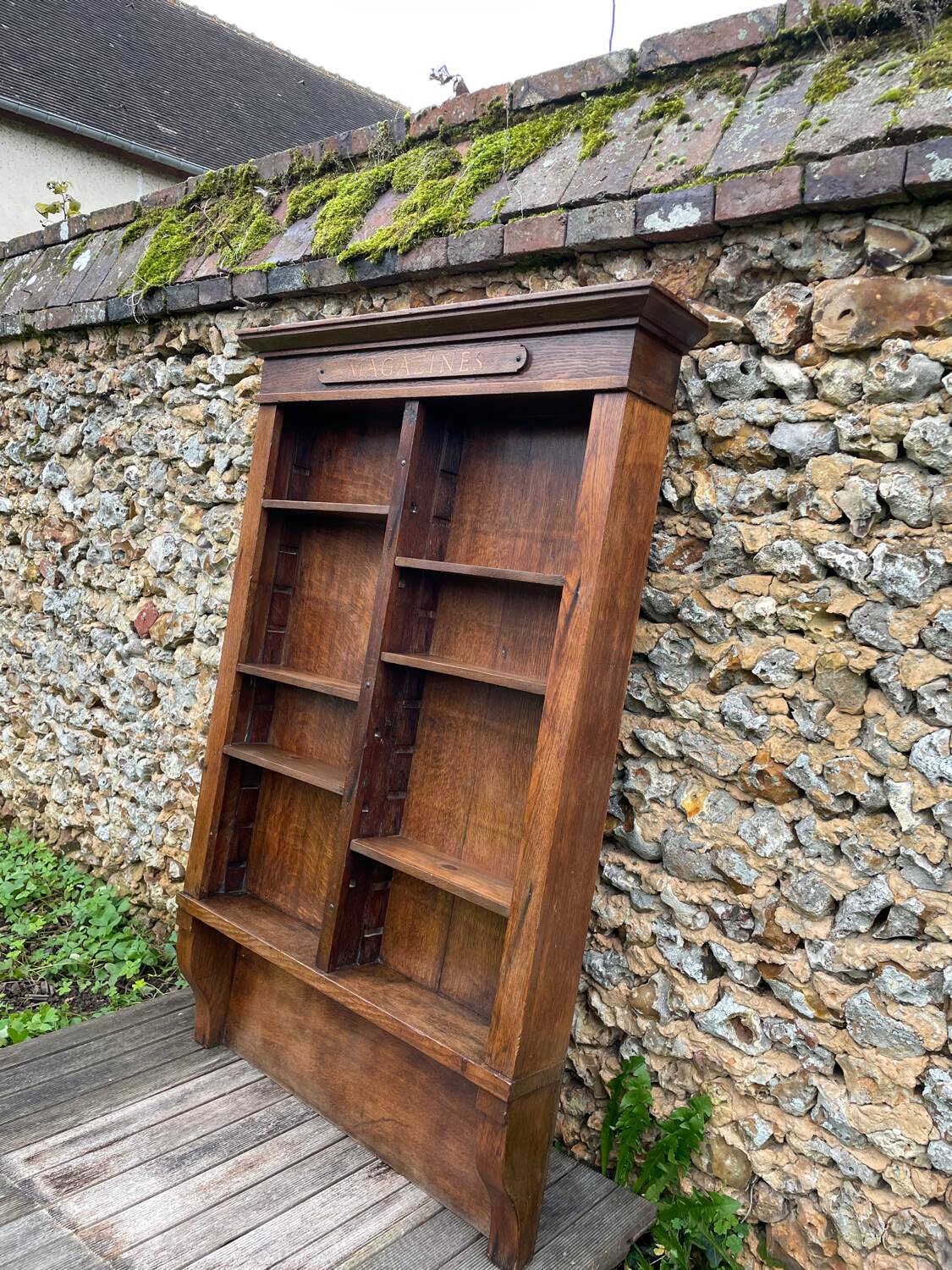 Antique oak wall shelf