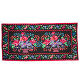 Vintage Romanian handwoven carpet with floral colorful design