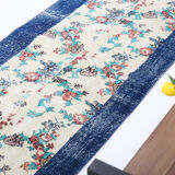 Blue floral vintage runner rug 275x74cm