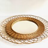 Vintage rattan sun mirror